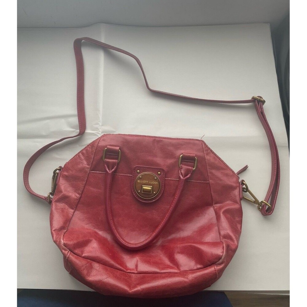 Elliott Lucca Shoulder Bag Coral Red Genuine Leather Convertible Crossbody Purse